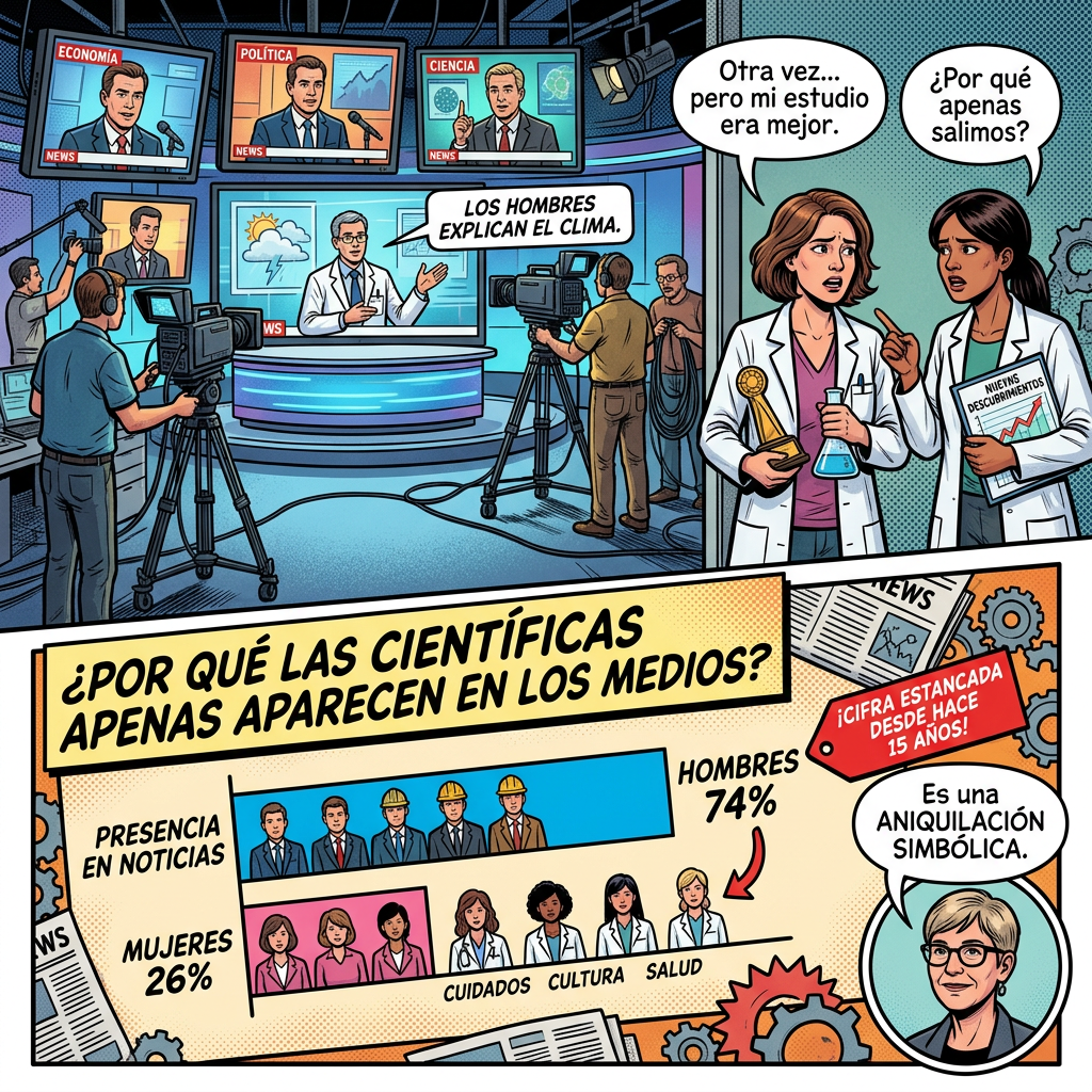 Infografía: mujeres 26% y hombres 74% de presencia científica en noticias